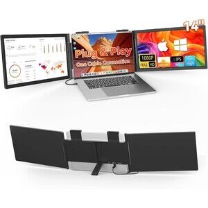 One Cable Connetion Laptop Screen Extender (Windows & Mac), 14" 1080P Dual Scree